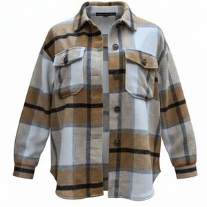 Hyfyve Plaid Button-Up Shirt Jacket Soft Poly Cotton Blend SZ Small